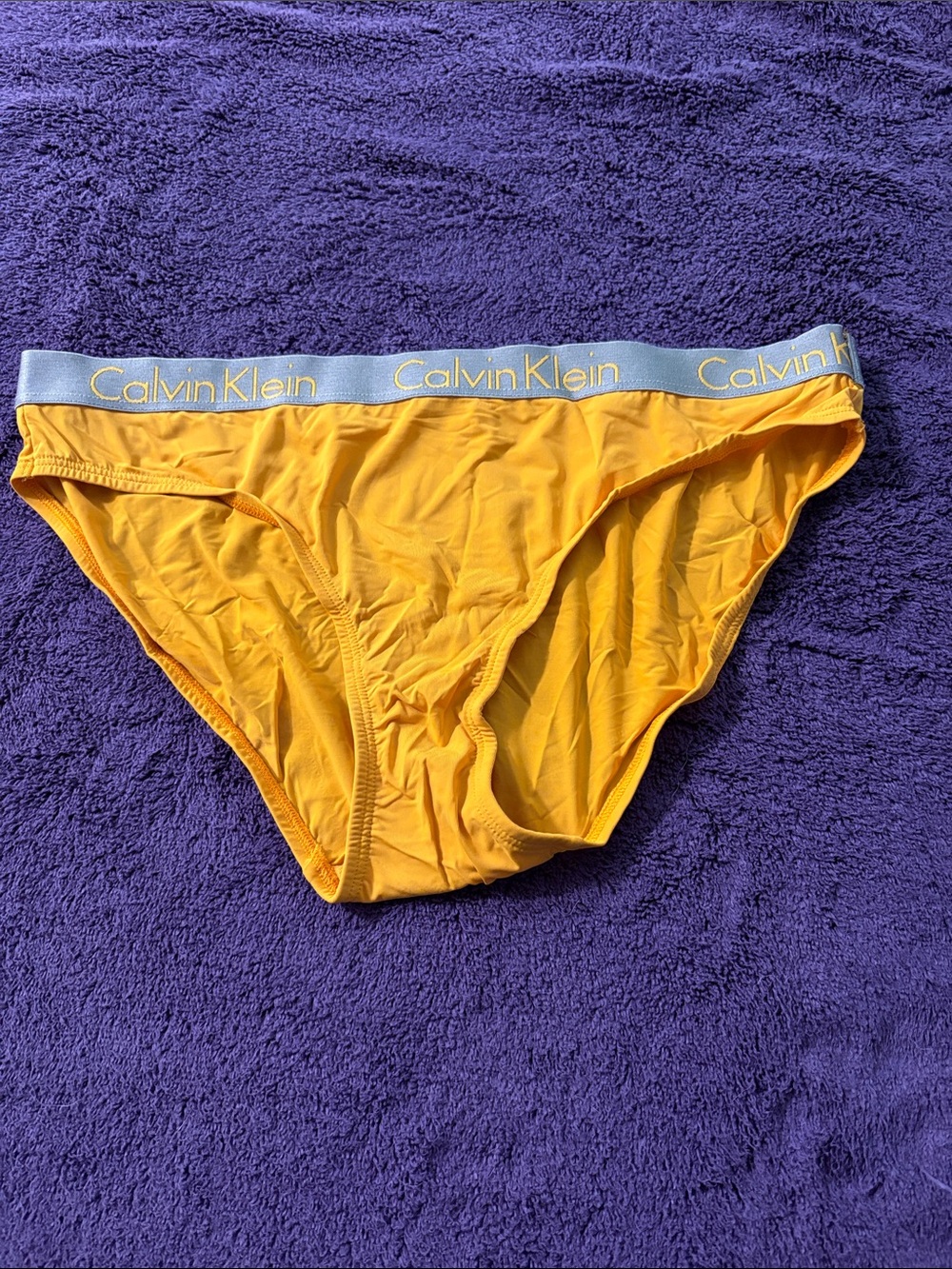 Calvin Klein Bright Yellow Bikini Briefs with Silver Logo Waistband